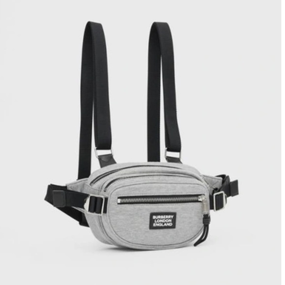 BURBERRY Light Pebble Grey Unisex Logo Applique Cotton Jersey Cannon Belt Pack - Picture 2 of 15